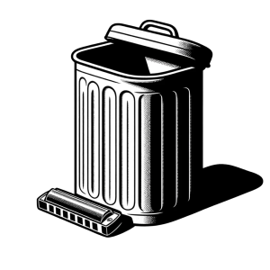 Harmonica dans la poubelle